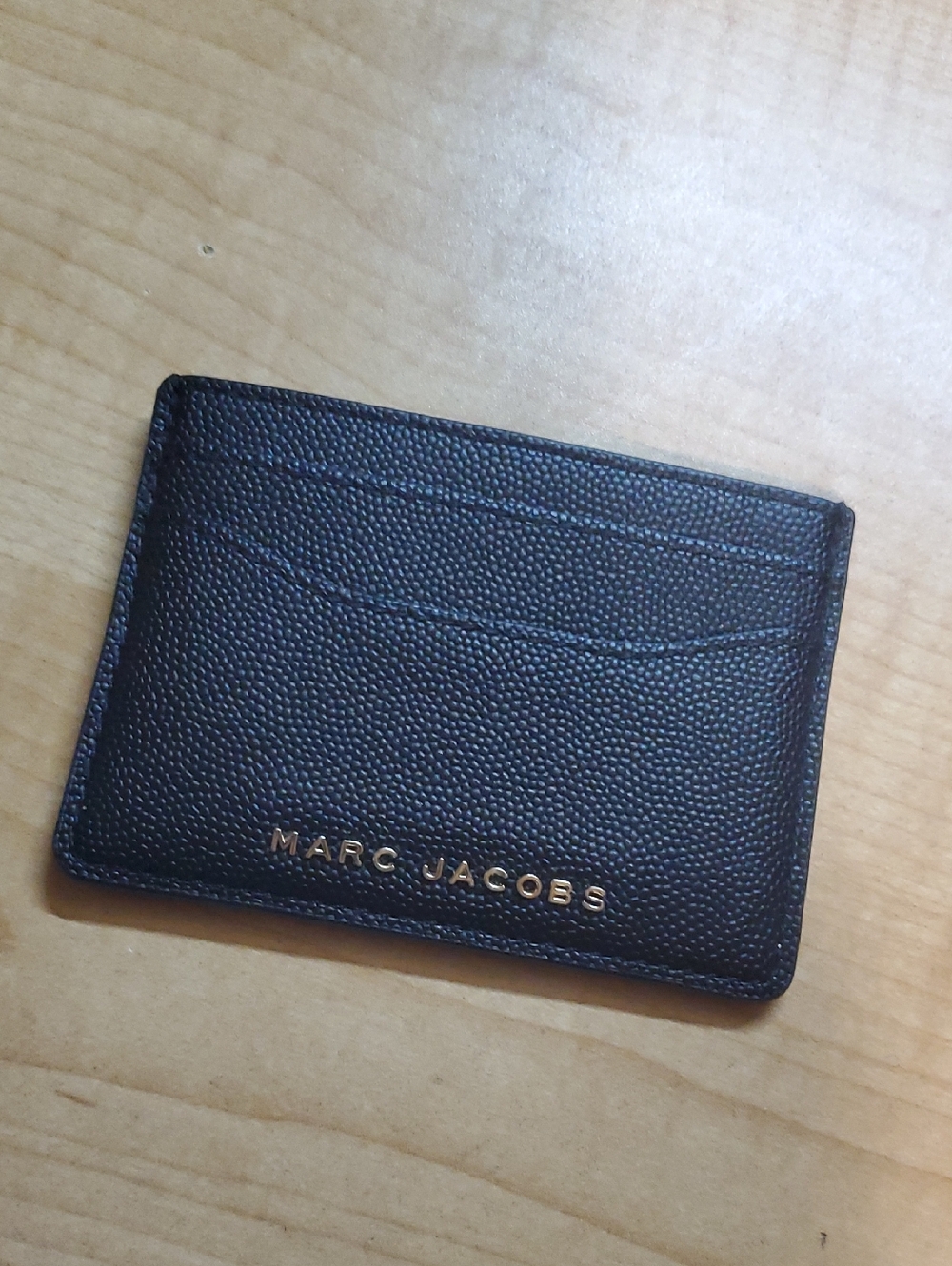 Marc Jacobs Black Leather Card Sleeve with Gold Logo - Picture 4 of 5